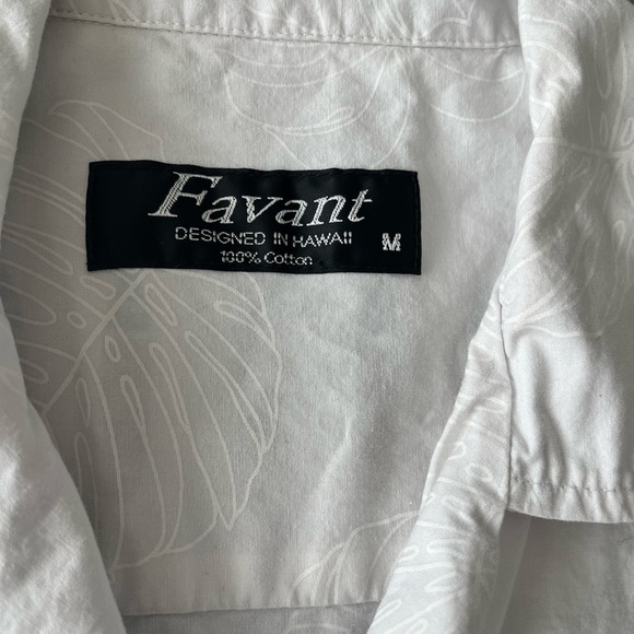 [M]Vintage Favant White Hawaiian Cotton Shirt with Tropical Print - Picture 3 of 8
